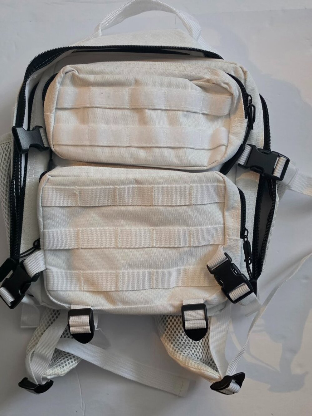 White Tactical Military Style Backpack Molle Webbing Daypack Utility Bag